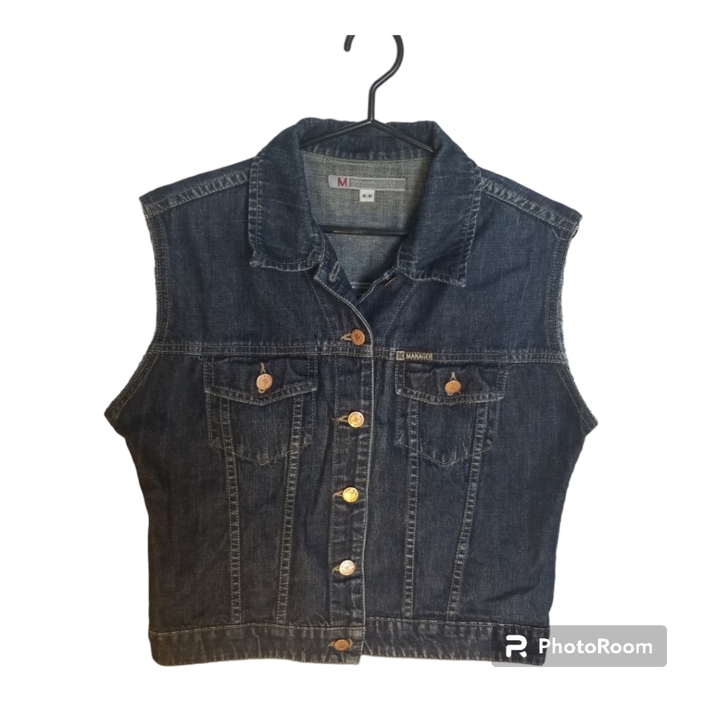 Blue Denim Vest Vintage Manager Collection Ladies Medium Y2K Jean